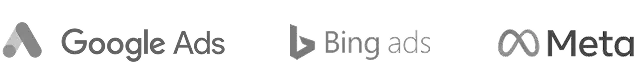 Google Ads, Microsoft Bing Ads and Meta logos