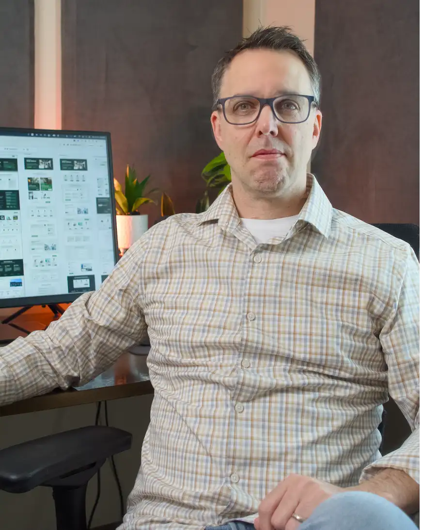 Chris Bryant, digital marketing consultant, at his desk in Kelowna